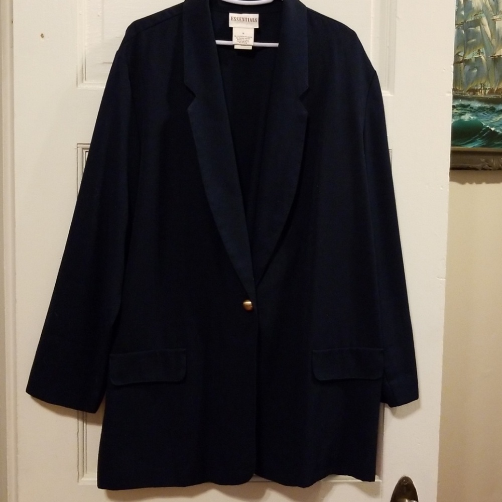 Deep Solid Navy Blue dress suit jacket